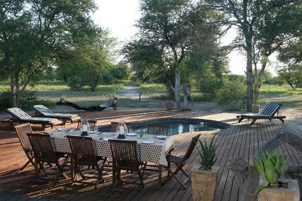 The pool area at Haina Kalahari Lodge. 