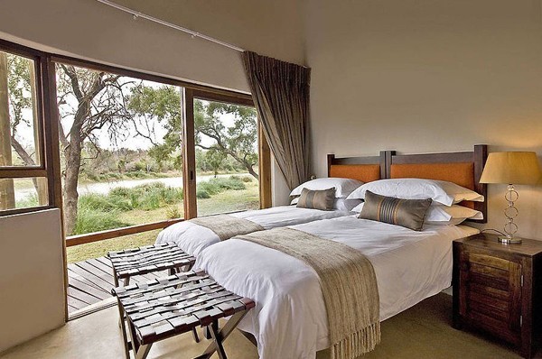 One of the rooms at Simbavati River Lodge. The lodge is also family friendly with dedicated two roomed chalets.