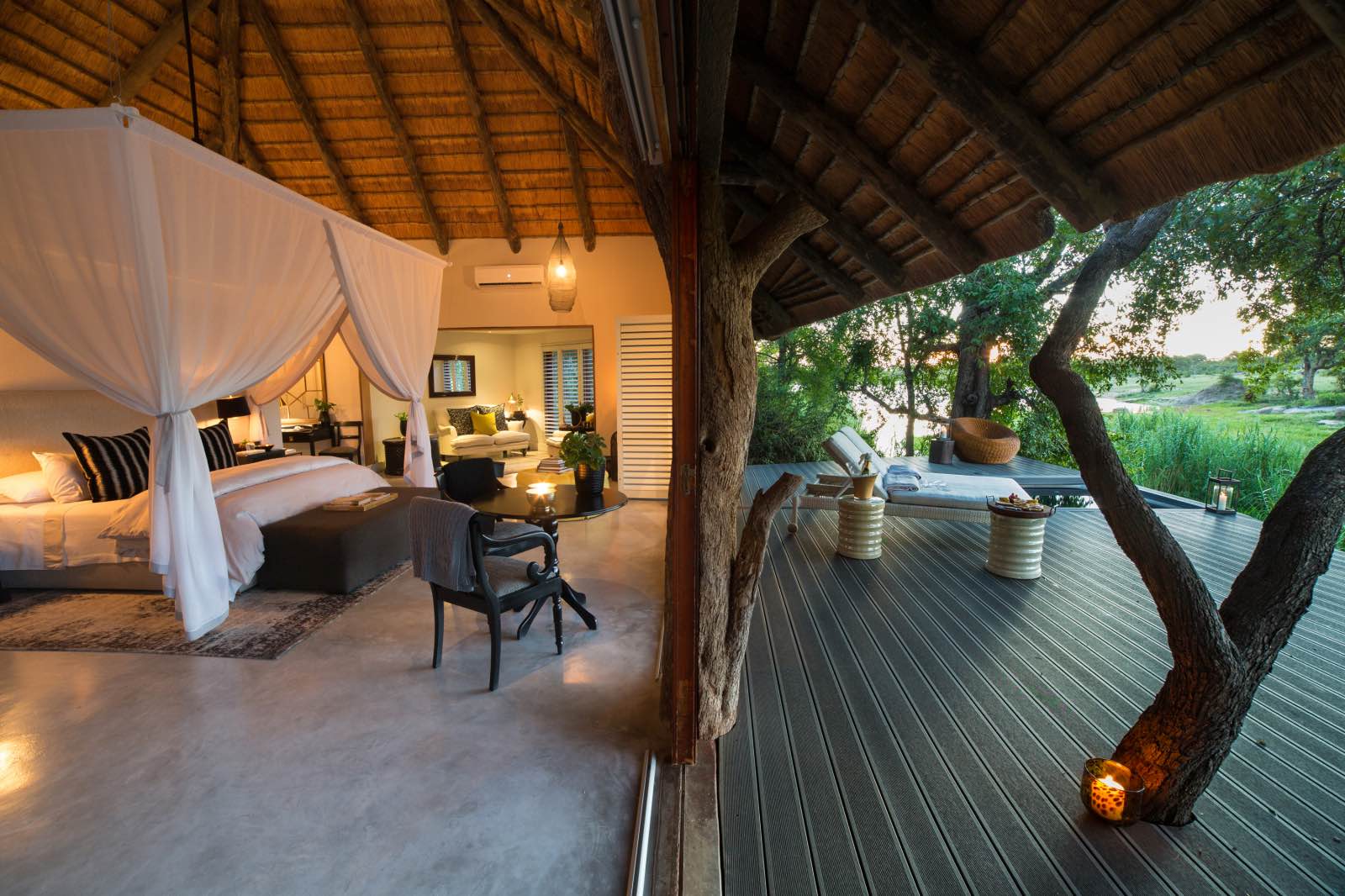 Chitwa luxury suite opening up onto large deck and overlooking the bush