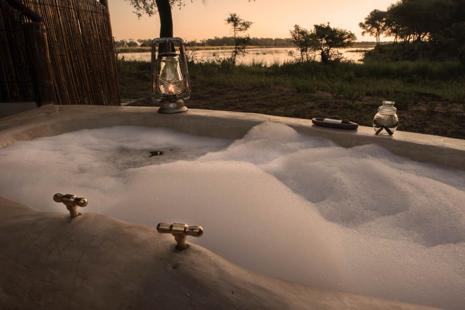A bubble bath with a view at Old Mondoro Camp