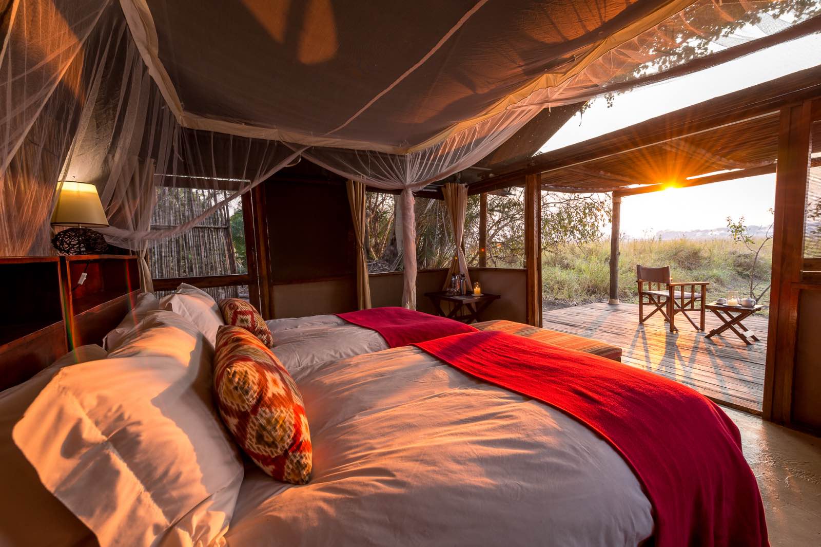 Simple luxury and total comfort in each guest suite at Busanga Bush Camp