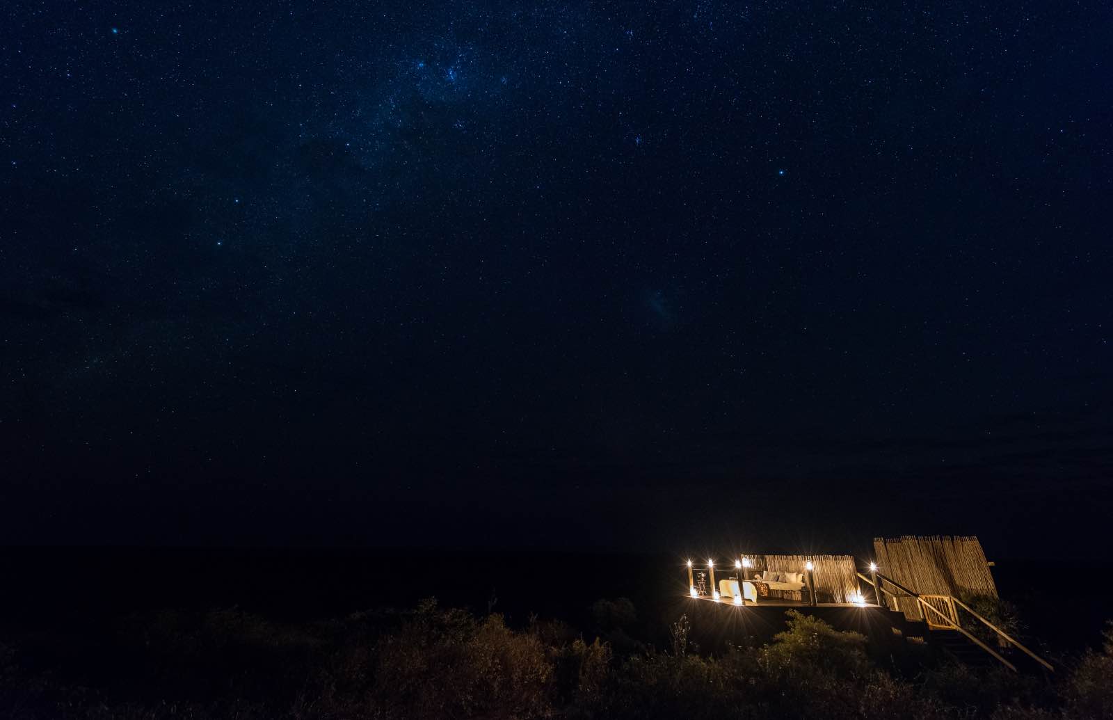 Stellar skies of the Kalahari seen above Tau Pan Camp