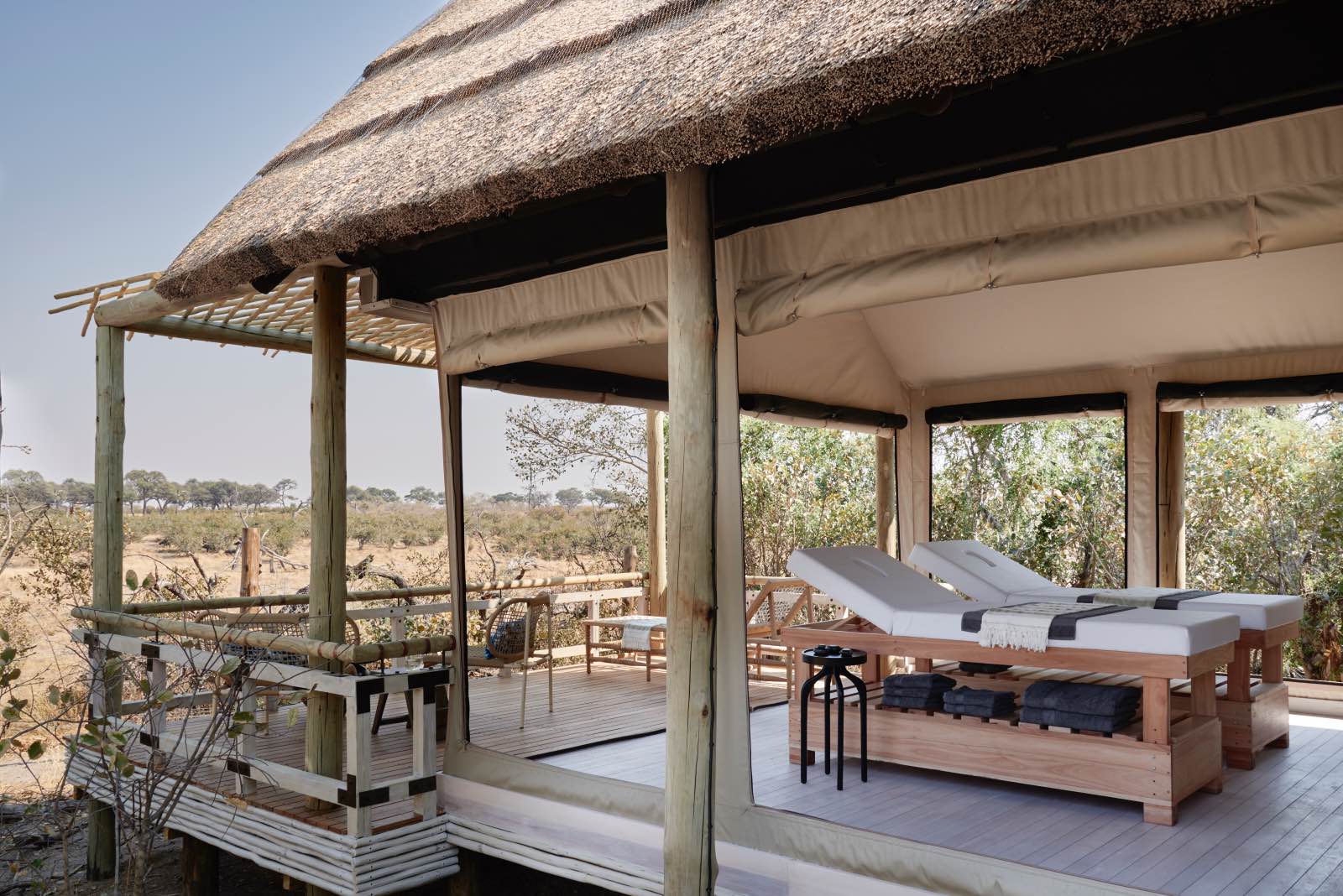 Tree-top spa treatment room at Savute Elephant Lodge