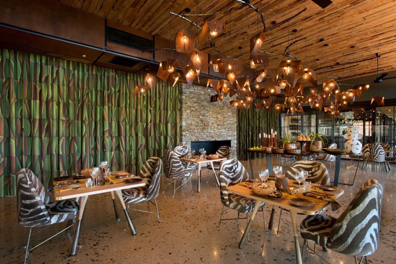 A modern-day jungle theme in the dining room