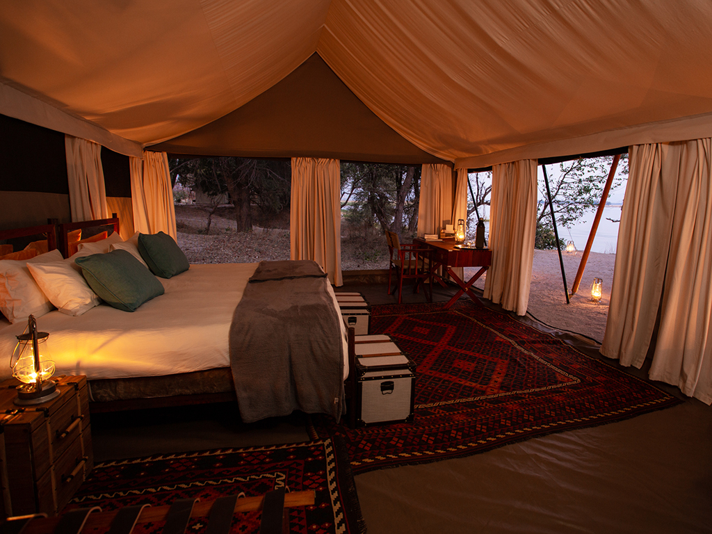 Inside the explorer safari tents at Sapi Explorers