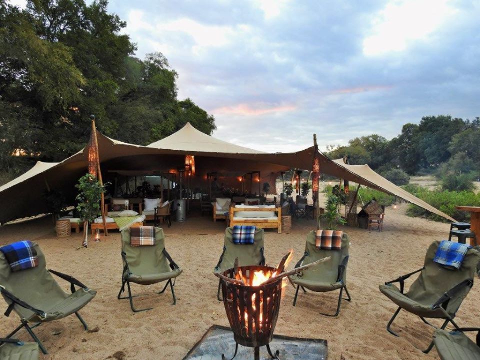 Cosy fireplaces and blankets for evenings under the stars, and a sheltered area under canvas
